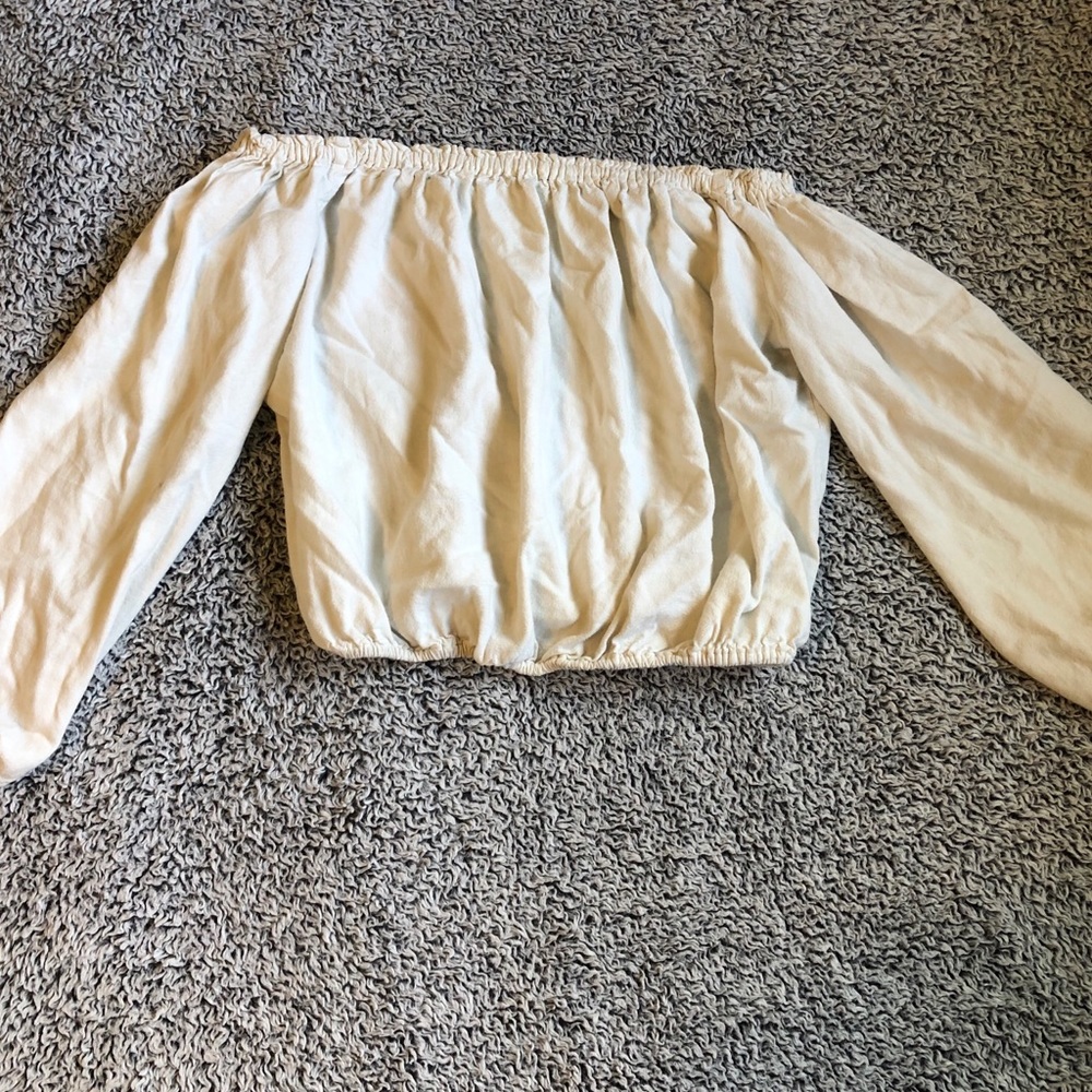 white off the shoulder brandy melville shirt